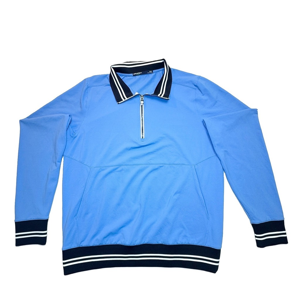 B DRADDY Furyk 1/4 Zip Pullover Mens Size M Blue Cool Fabric Breathable Golf